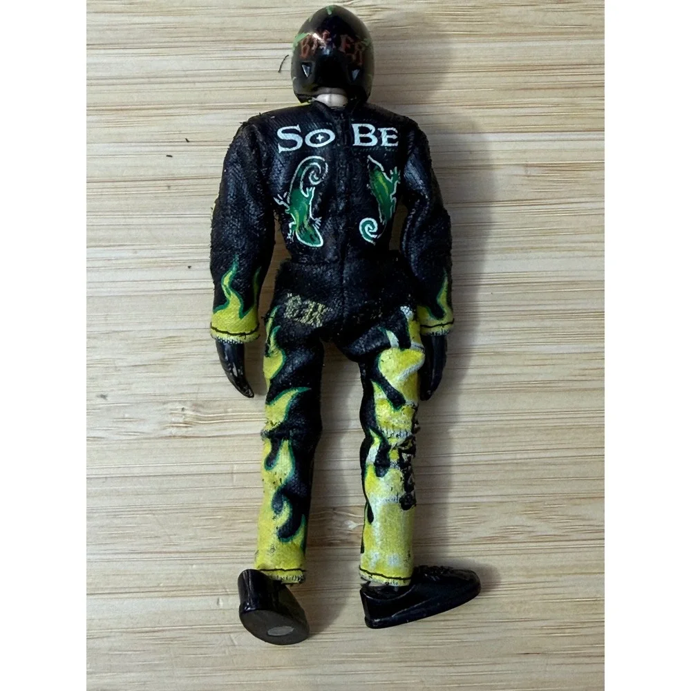 Vintage SoBe Dregs Racing Action Figure Black Green Yellow Flame Suit 4.5 Inch